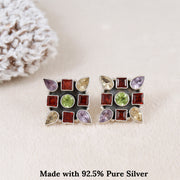 Kaleidoscope Gemstone Silver Earring