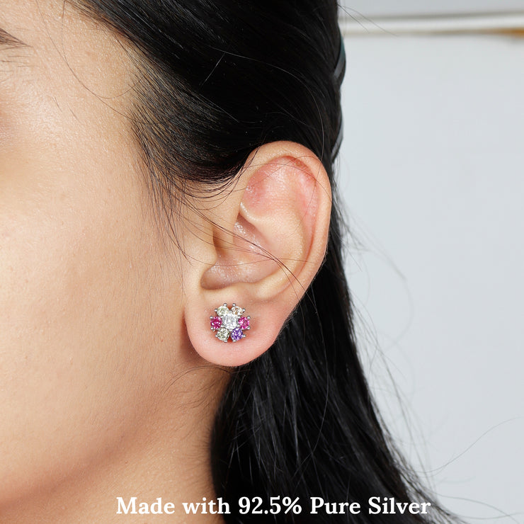 Blossom Multicolor  Silver Earring