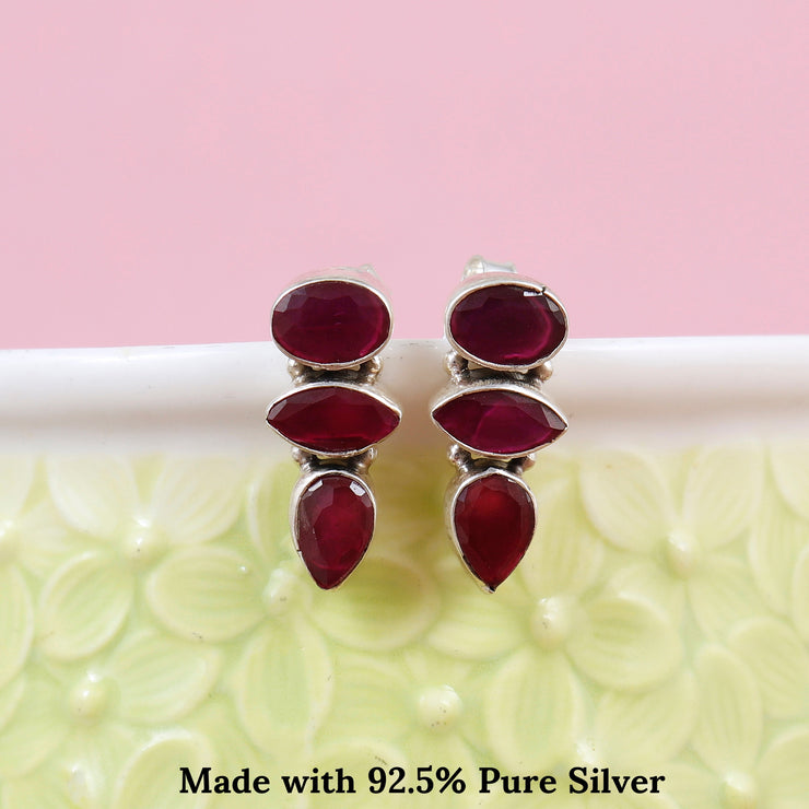 Divergent Gemstone Silver Earring