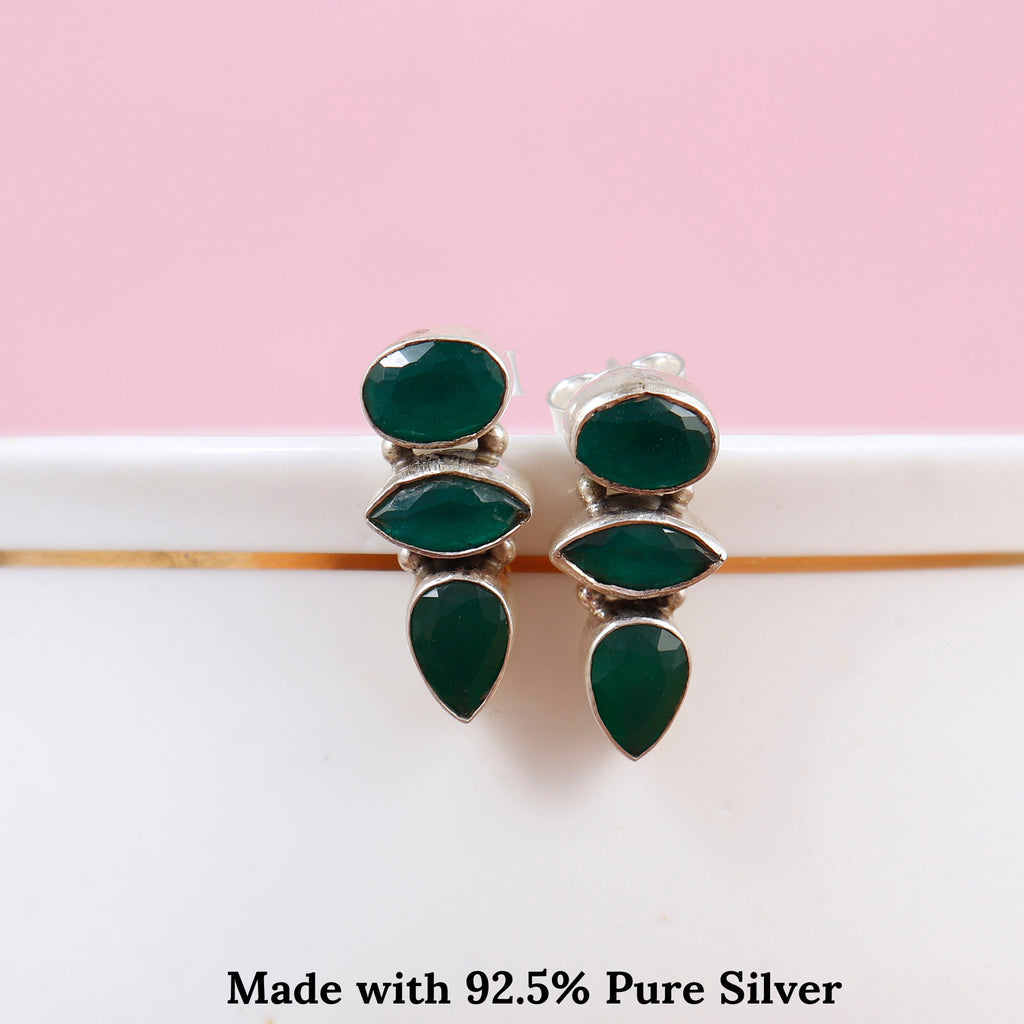 Divergent Gemstone Silver Earring