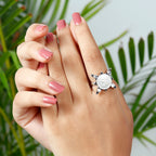 Jadau Round Stone Silver Ring