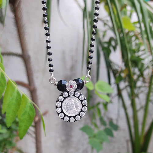 92.5 Silver Coin Mangalsutra for Women