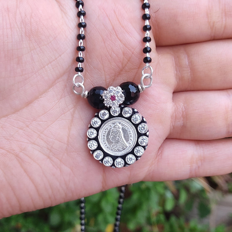 92.5 Silver Coin Mangalsutra for Women