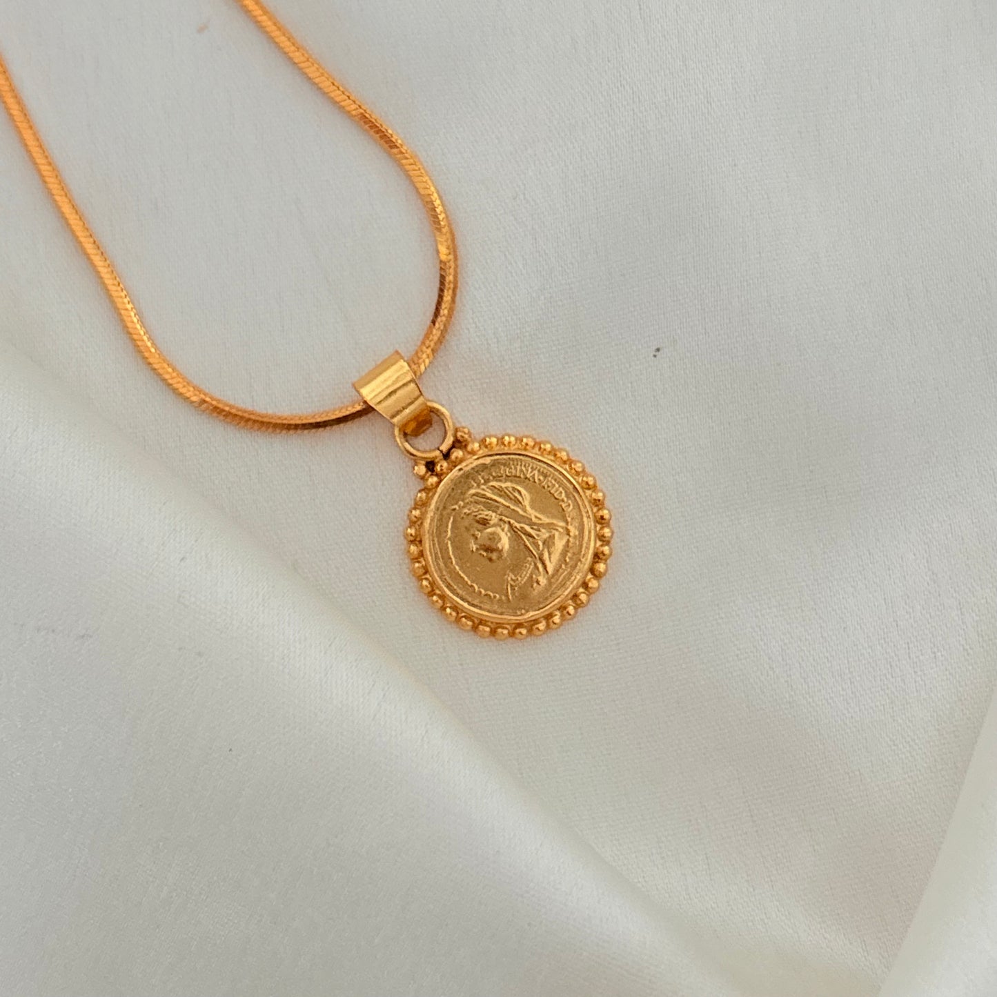 925 Silver Coin Gold Plated Rava Pendant