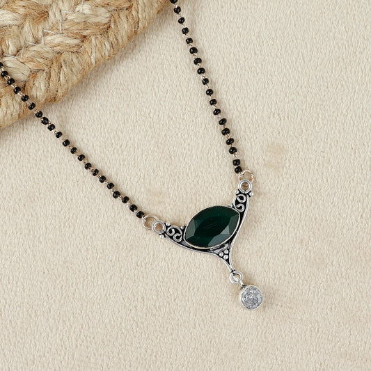 Versatile Cutstone Drop Silver Everyday Mangalsutra