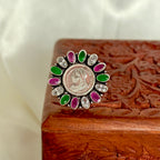 Silver Coin Oval Multicolour Silver Ring
