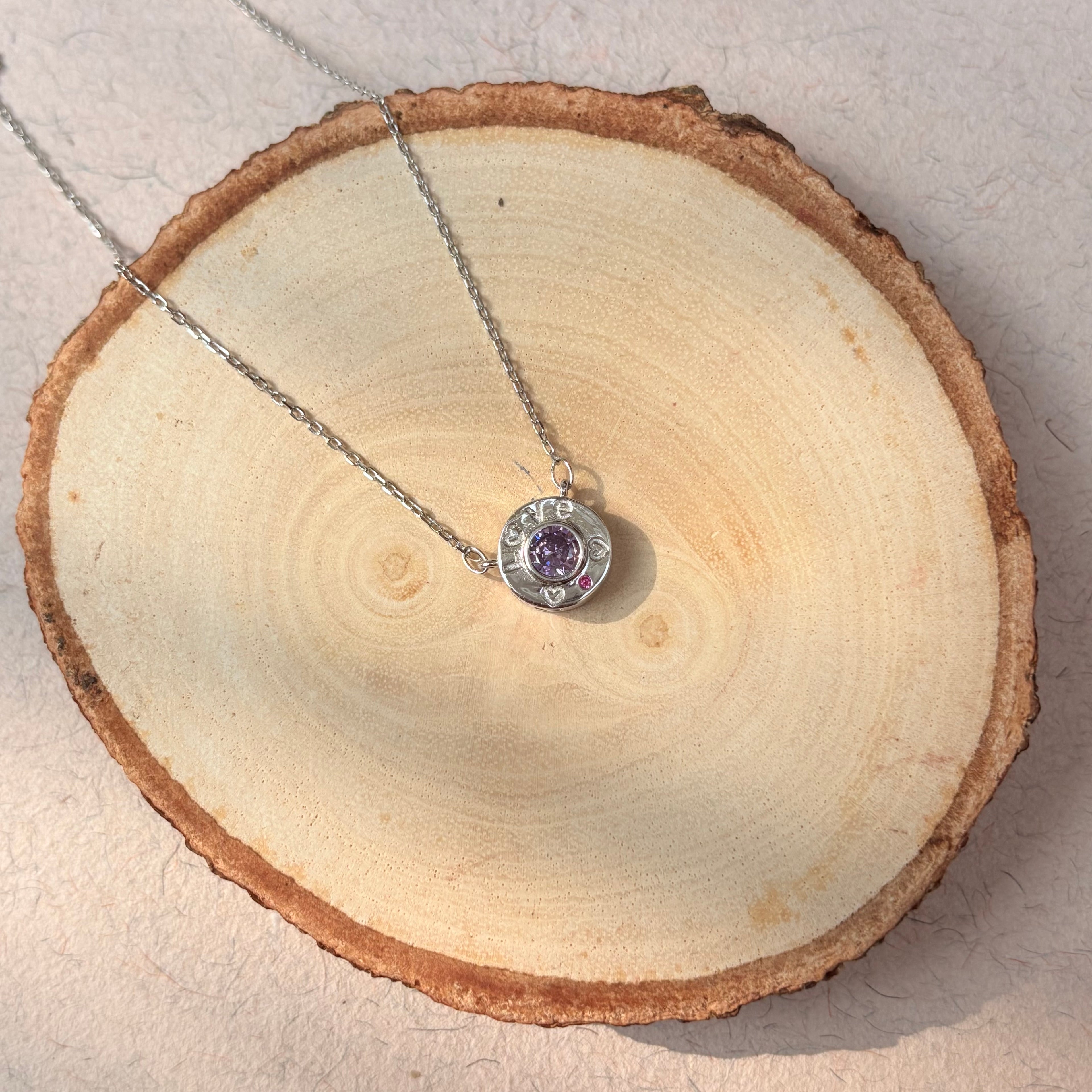 Amethyst Charm Sterling Silver Pendant