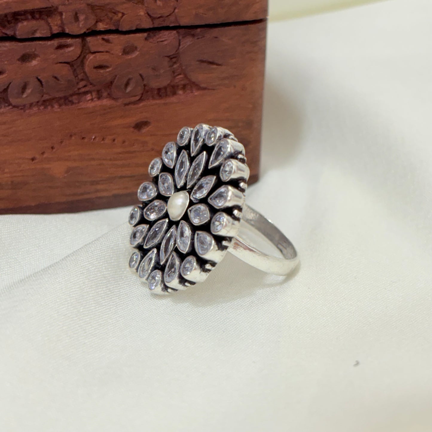 925 Sterling Silver Royal Mandala Statement Ring