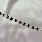 Garnet Silver Link Bracelet
