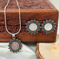 Rajratna Multicolor Silver Coin Statement Necklace Set
