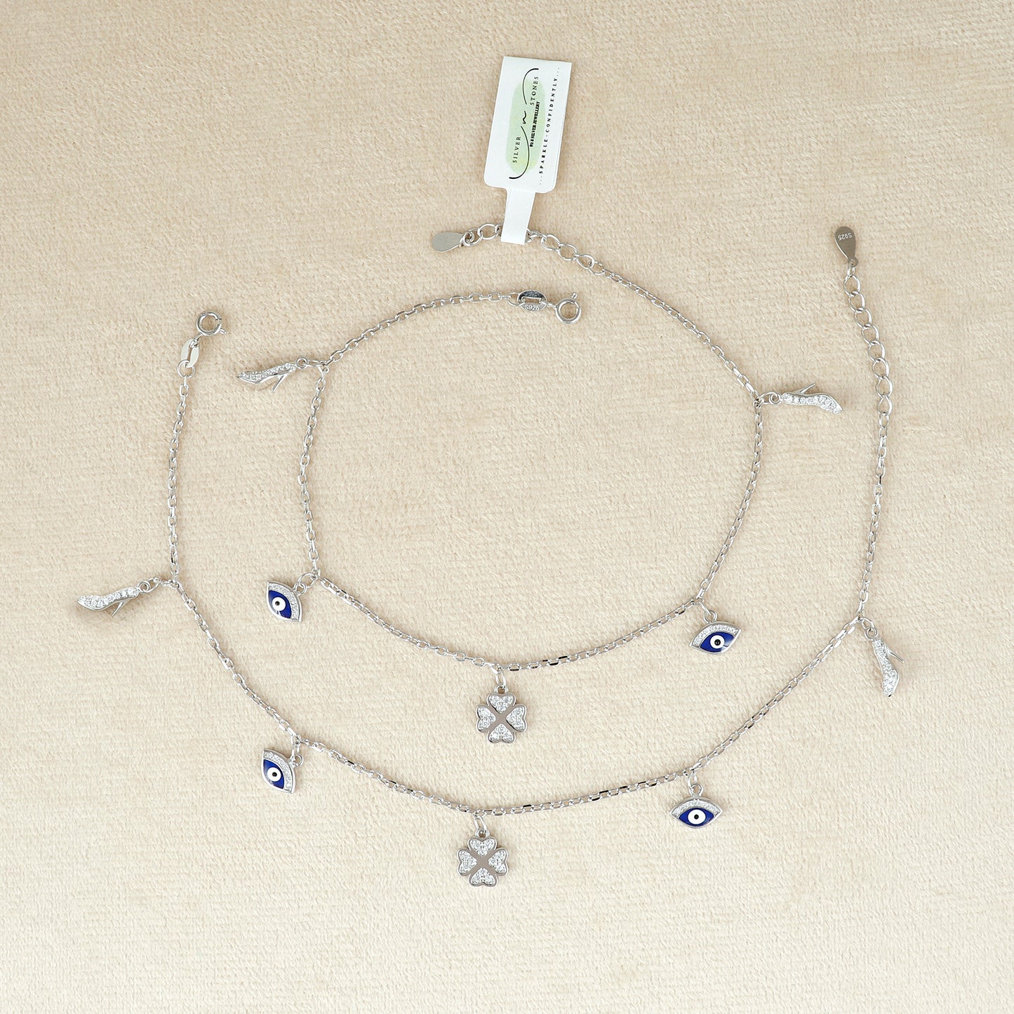 Evil Eye High Heel Fashion Charm Silver Anklet