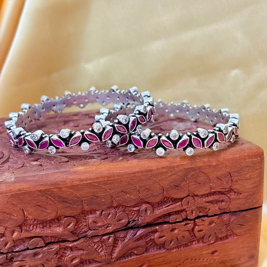 Ruby Marquise Silver Bangle For Everyday