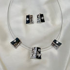 Black Enamel and Sterling Silver Butterfly Jewelry Set