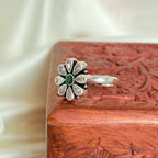 Mini Flower Silver Cocktail Ring