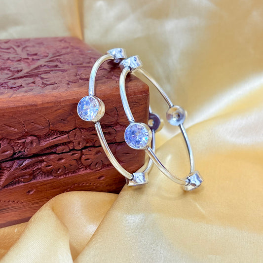 Cubic Zirconia  Shine Silver Bangle