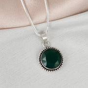 Big Round Gemstone Silver Pendant