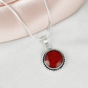 Big Round Gemstone Silver Pendant