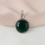 Big Round Gemstone Silver Pendant