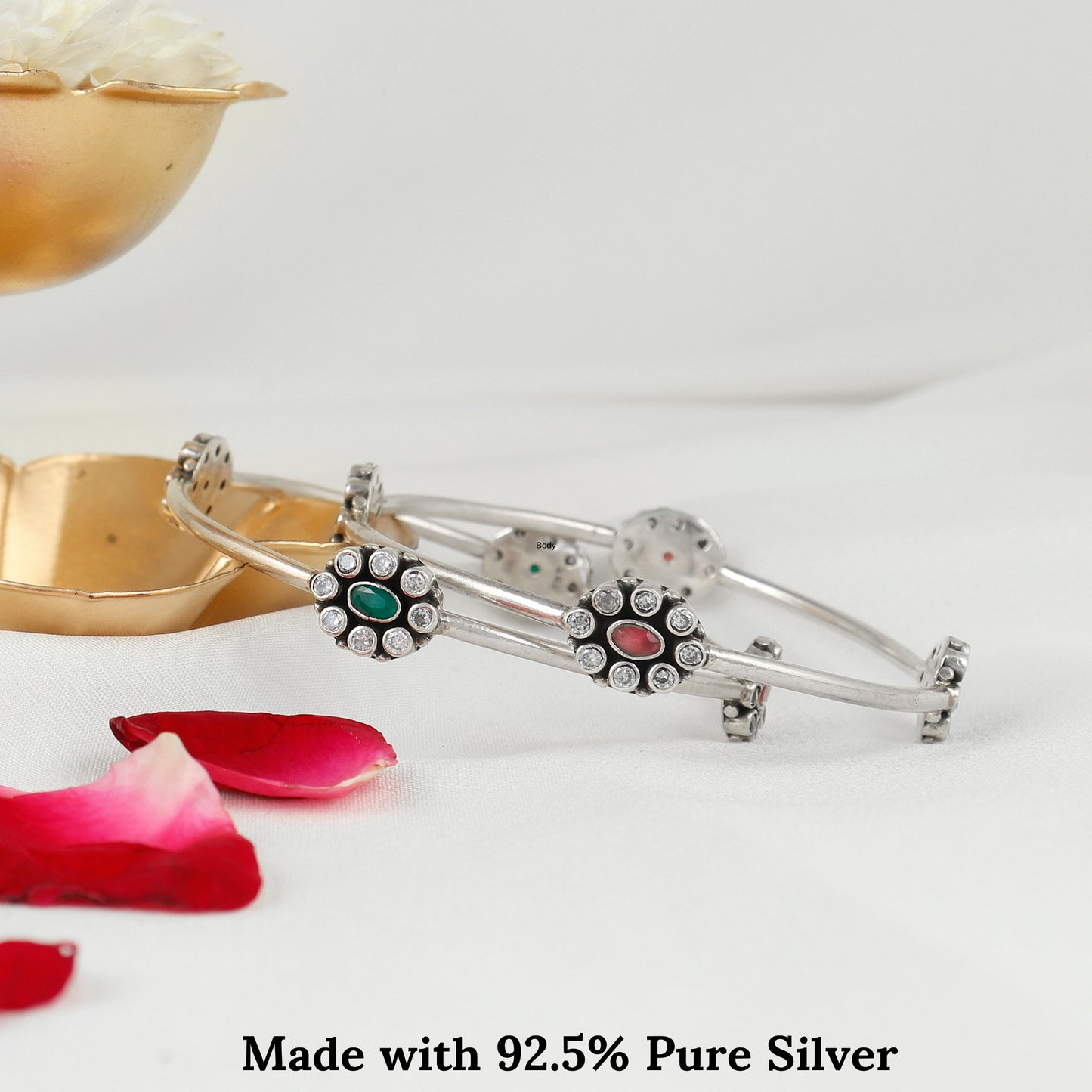 Blooming Flower Silver Bangle