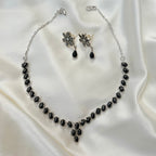 Handcrafted Black Onyx Sterling Silver Floral Jewelry Set