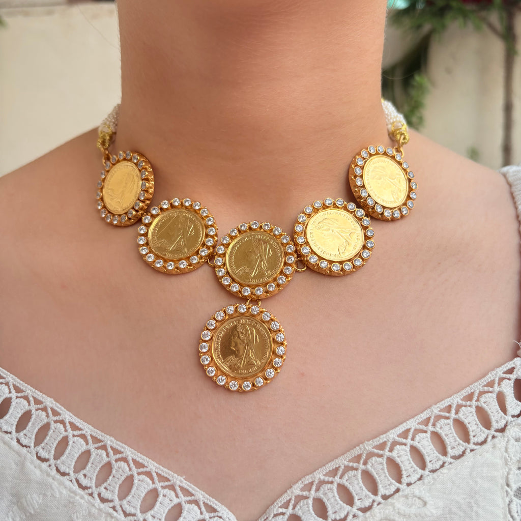 Queen’s Coin Gold Plated Silver Necklace