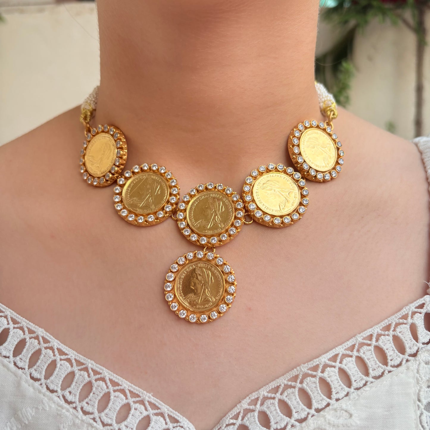 Queen’s Coin Gold Plated Silver Necklace