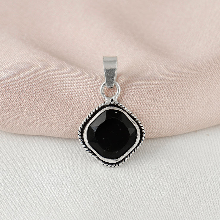 Classic Black Gemstone Silver Pendant