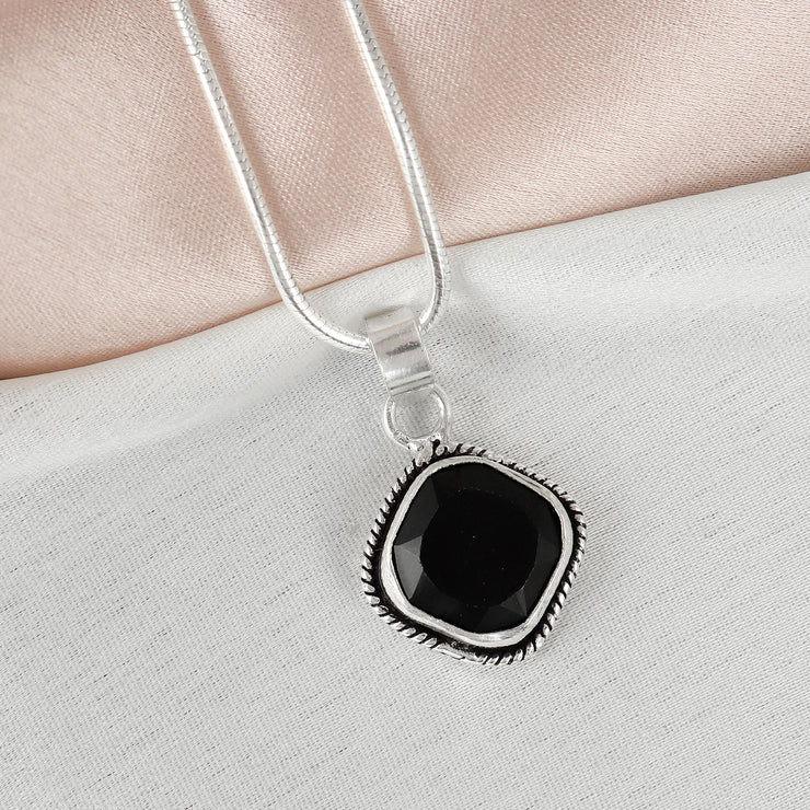 Classic Black Gemstone Silver Pendant