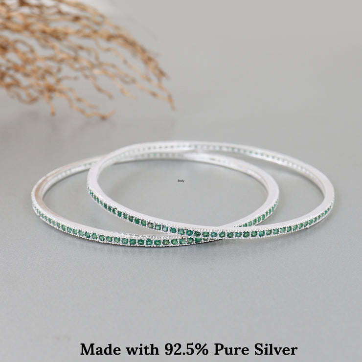 Classic Emerald Silver Bangle