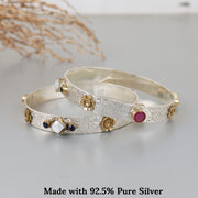Classy Multicolor Gemstone Silver Bangle