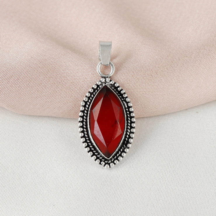 Crimson Rava Work Silver Pendant