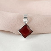 Cut Stone Square Silver Pendant