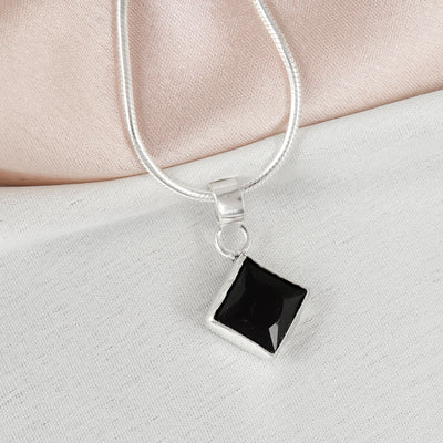 Cut Stone Square Silver Pendant