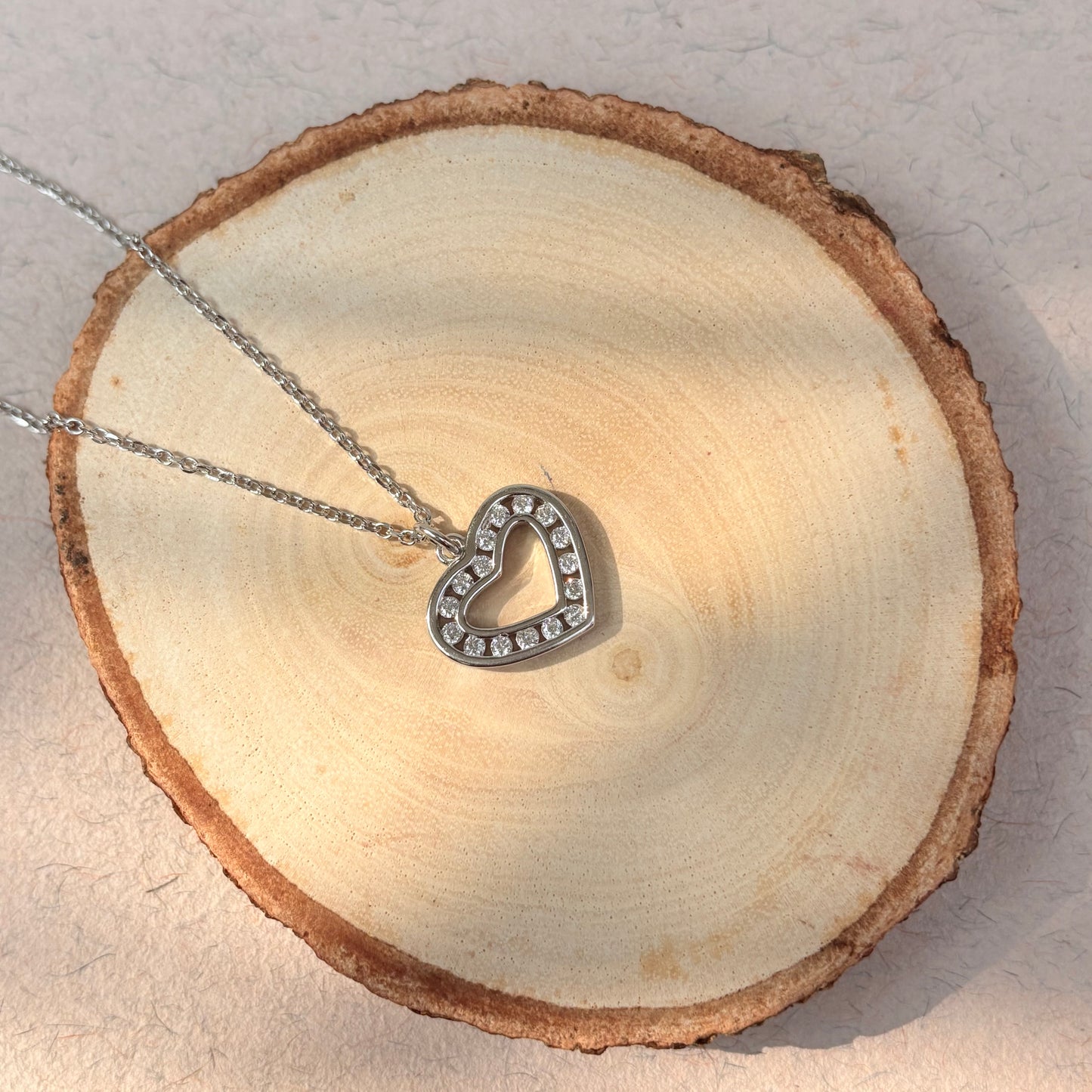 Bold Sparkling Silver Heart Solitaire Charm