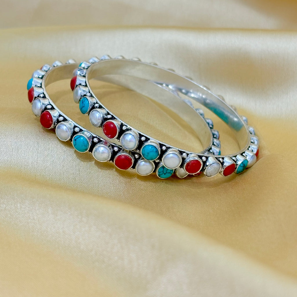 Trinity Gemstone 925 Silver Kada