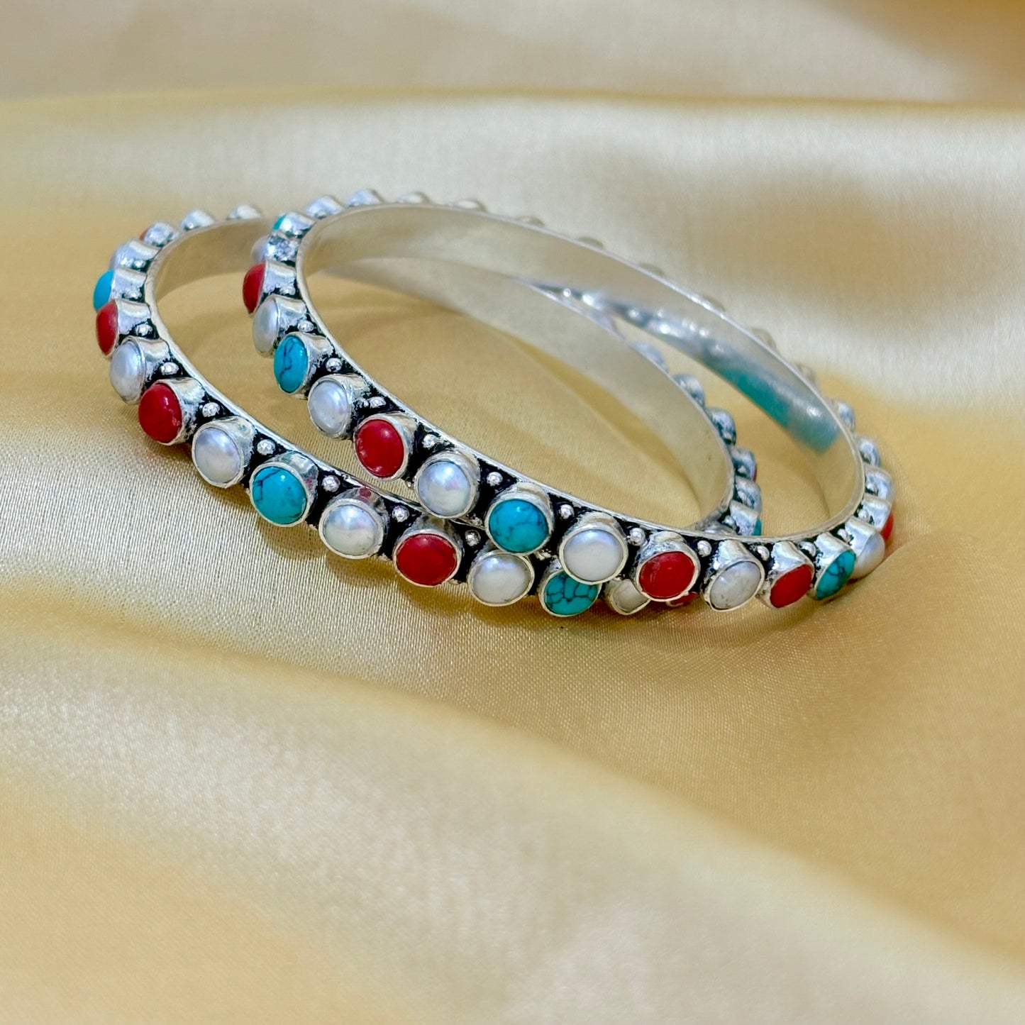 Trinity Gemstone 925 Silver Kada