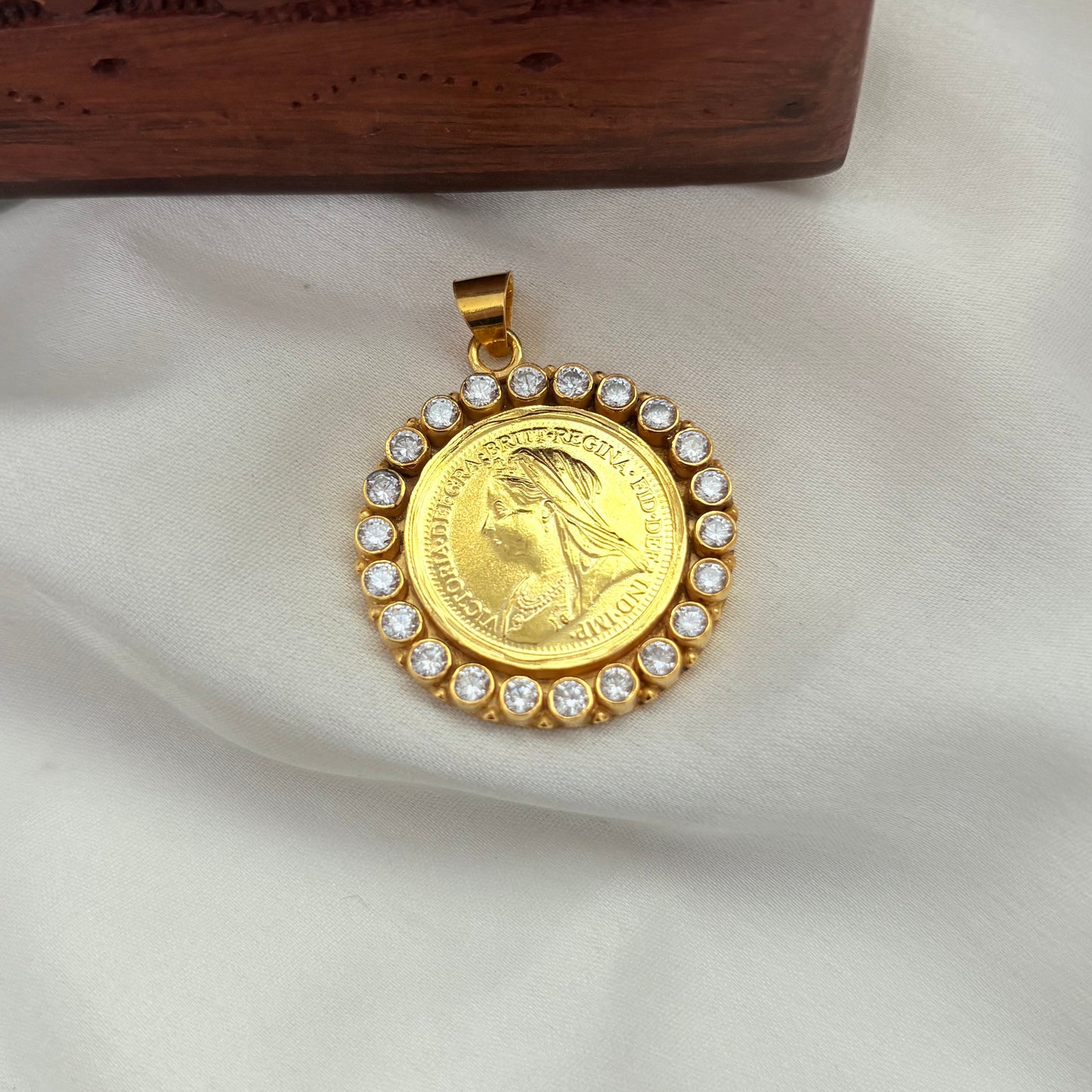 Queen’s Grace Gold Plated Silver Coin Pendant