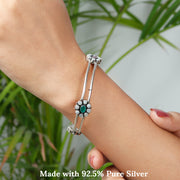 Double Layered Phool Silver Bangle