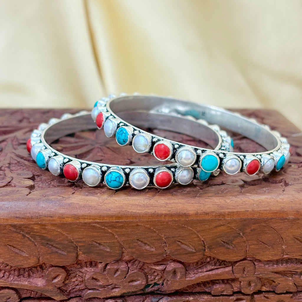 Trinity Gemstone 925 Silver Kada