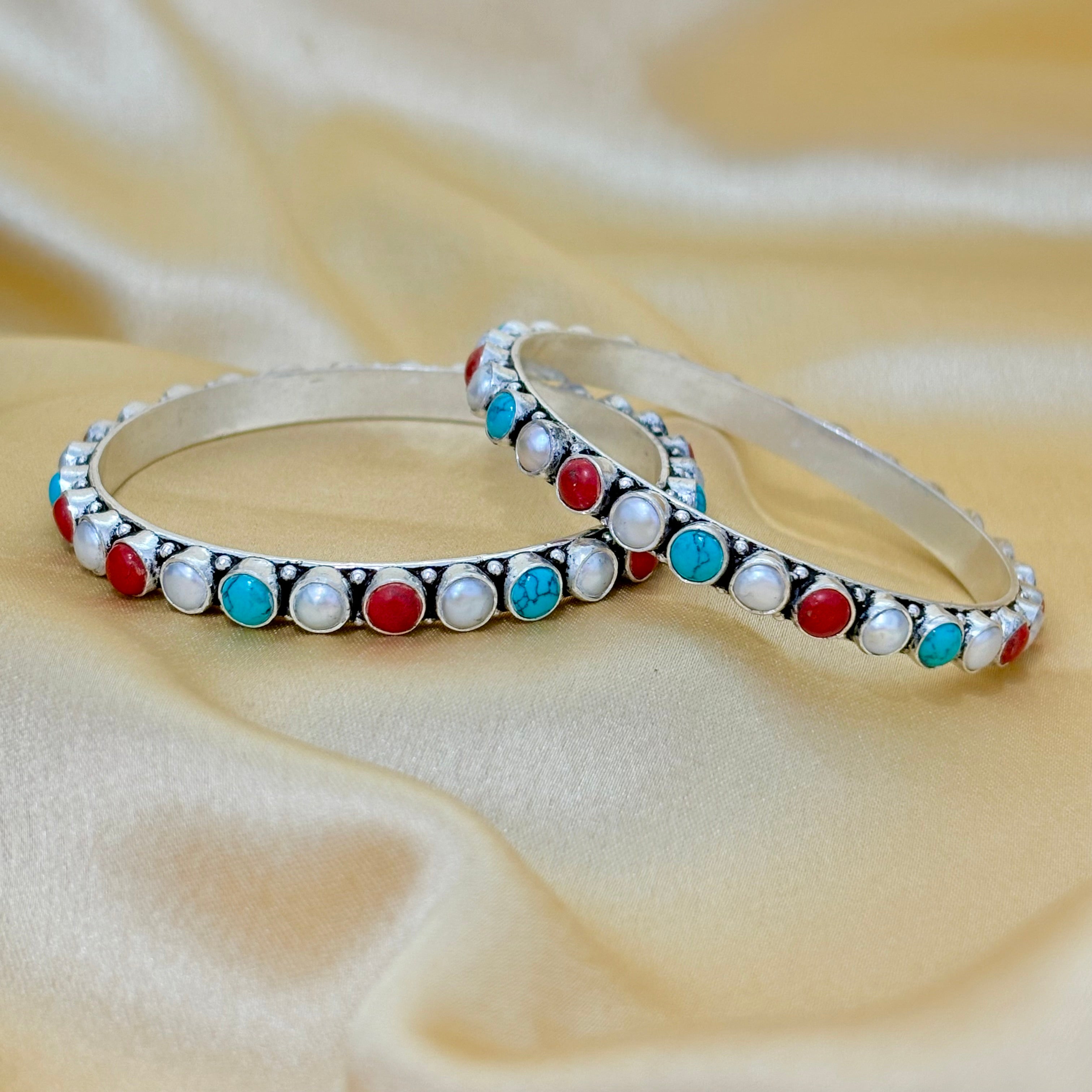 Trinity Gemstone 925 Silver Kada