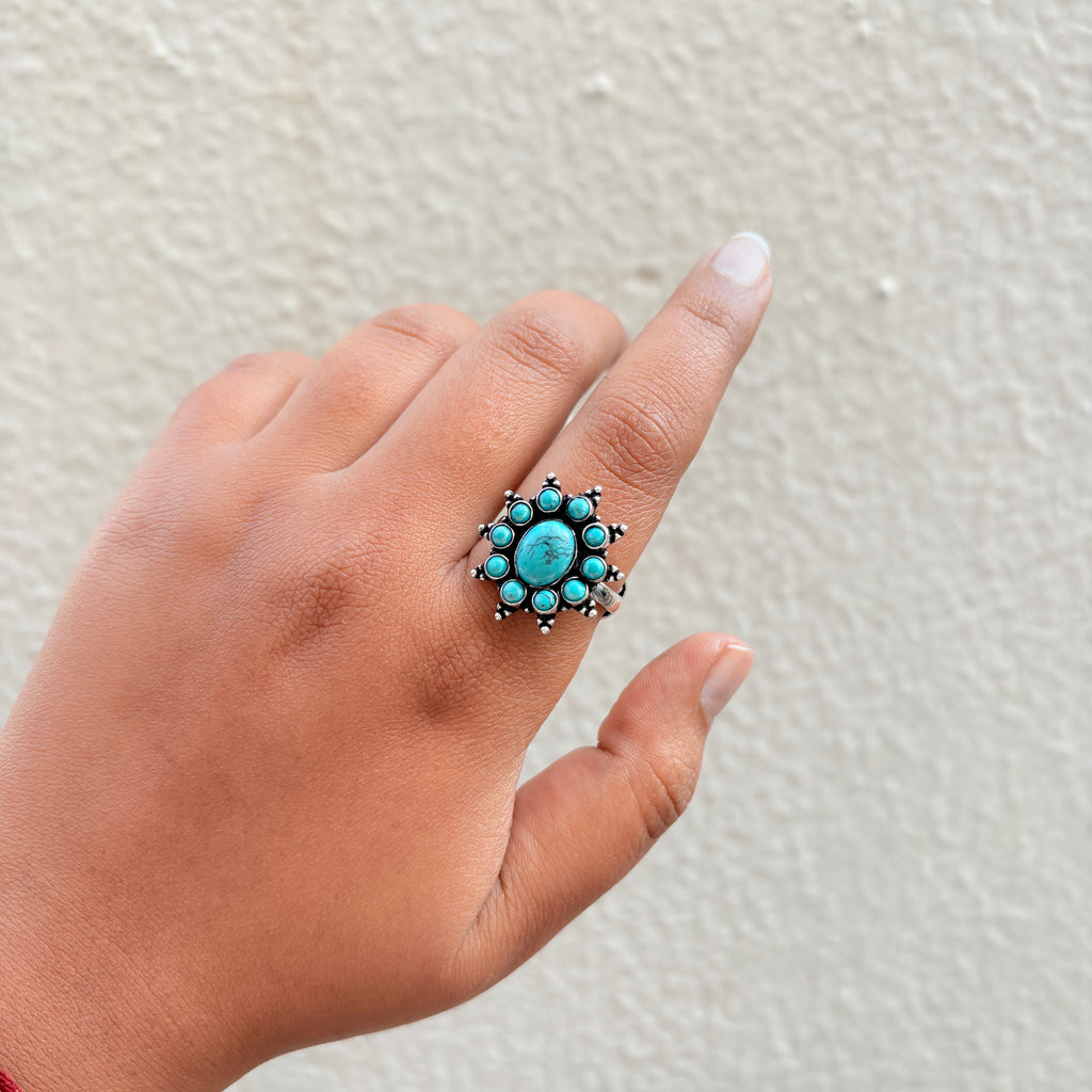 Handcrafted 925 Silver Turquoise Statement Ring