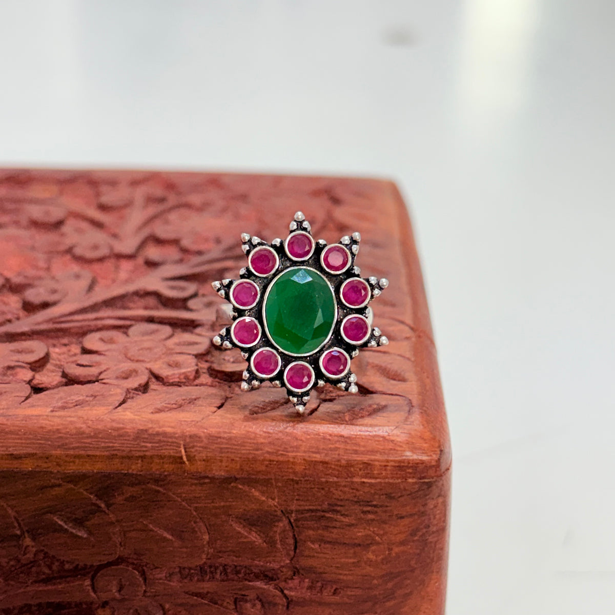 Rajputana Heritage Halo Silver Ring