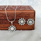 Luxury Crystal Floral Silver Jewelry Set