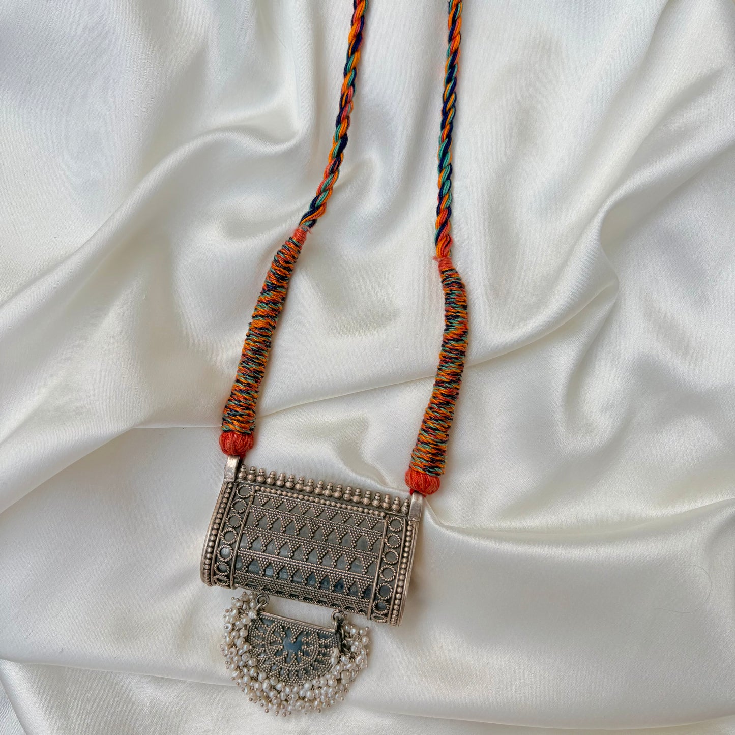 Oxidized Tribal Fusion Silver Necklace for Women