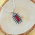 Crimson Halo Silver Pendant