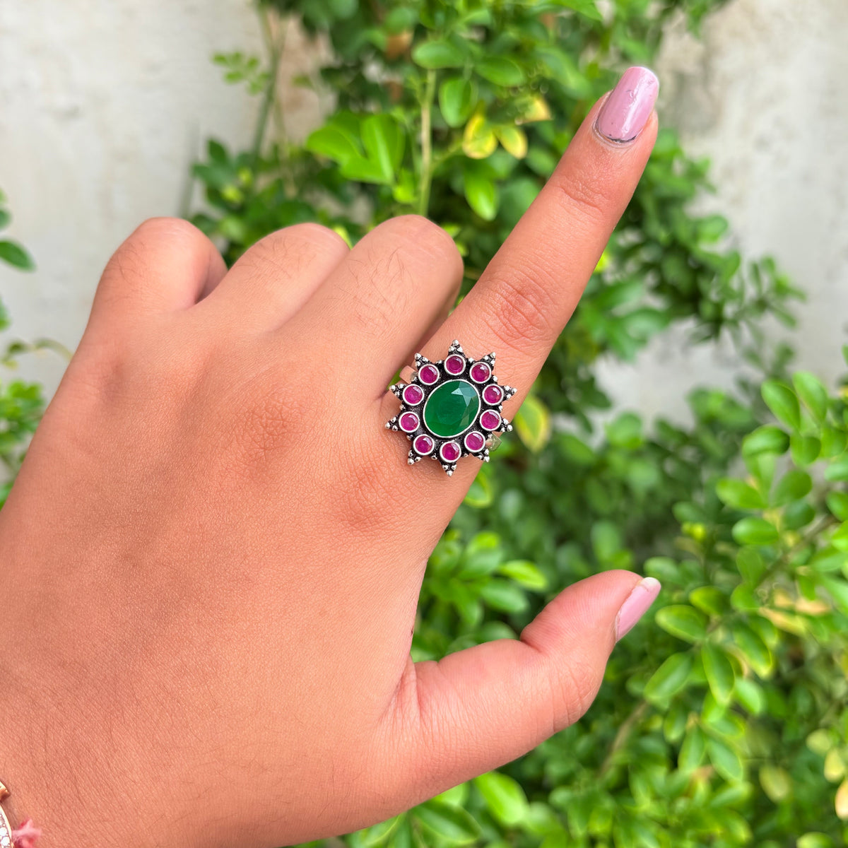 Rajputana Heritage Halo Silver Ring