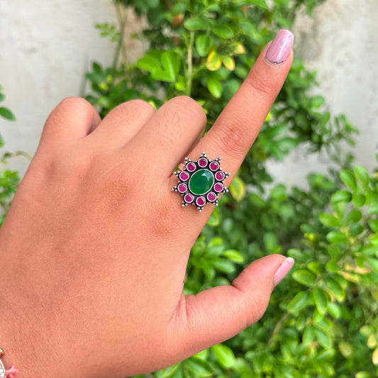 Rajputana Heritage Halo Silver Ring