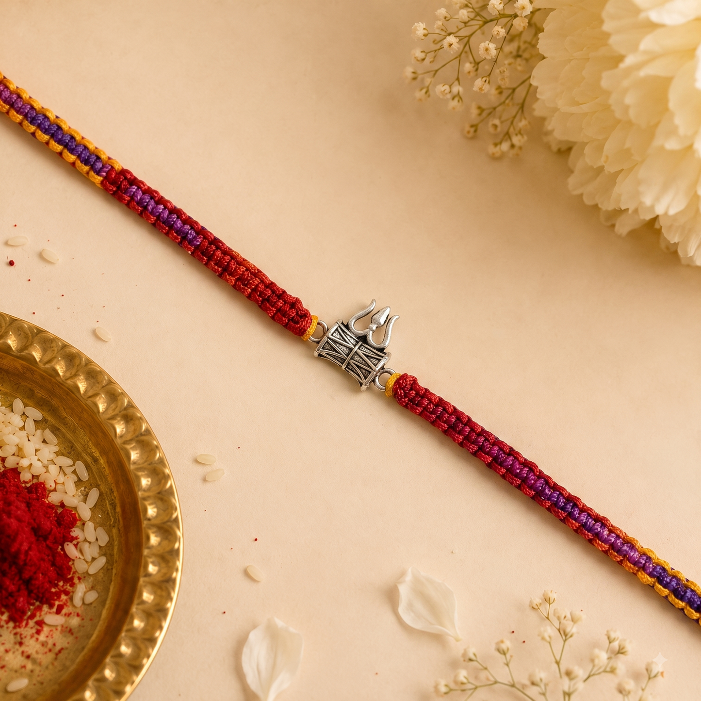 925 Sterling Silver Trishul Damru Rakhi