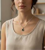 Handcrafted Sterling Silver Pendant with Deep Forest Green Onyx