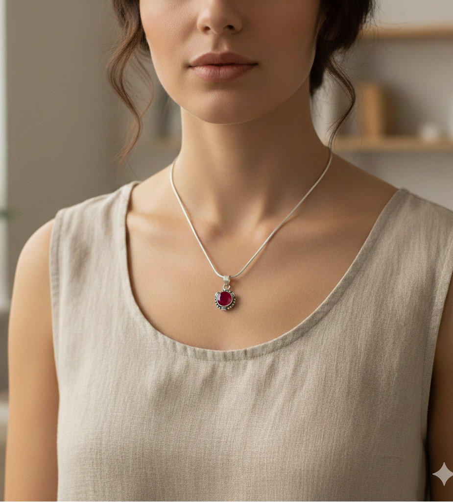 Ruby Handcrafted Sterling Silver Pendant